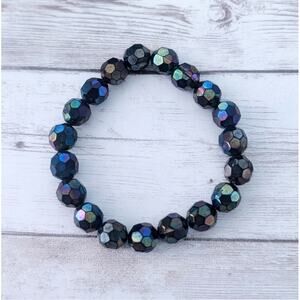 Vintage Stretch Bracelet Dark Multi Colored - Fair Condition